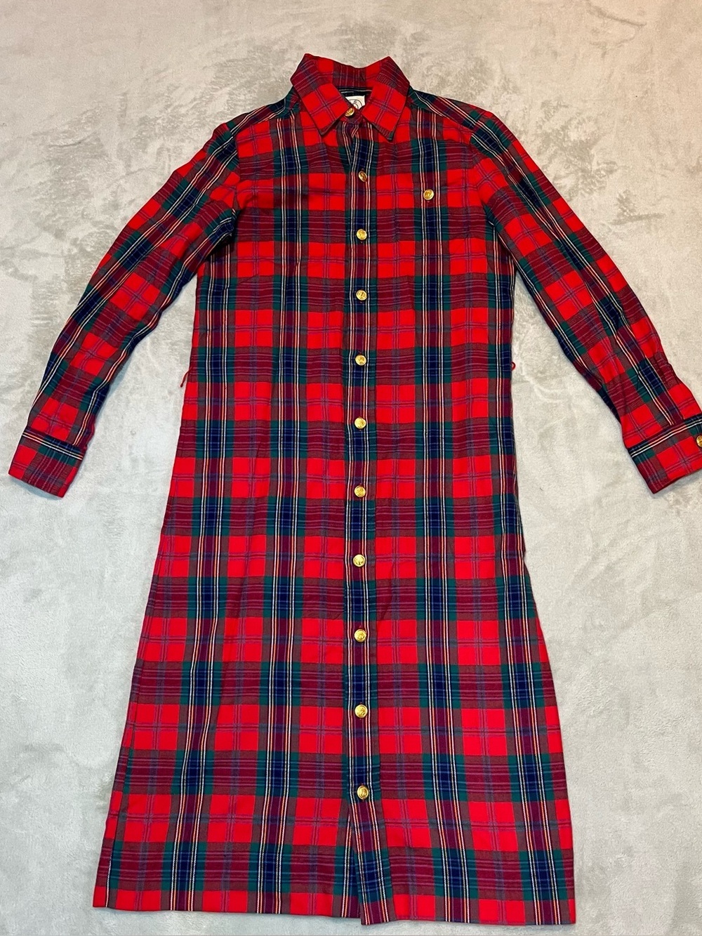 Vintage JG Hook Tartan Plaid Dress Size 8 Red Blue Green Button Front 90's